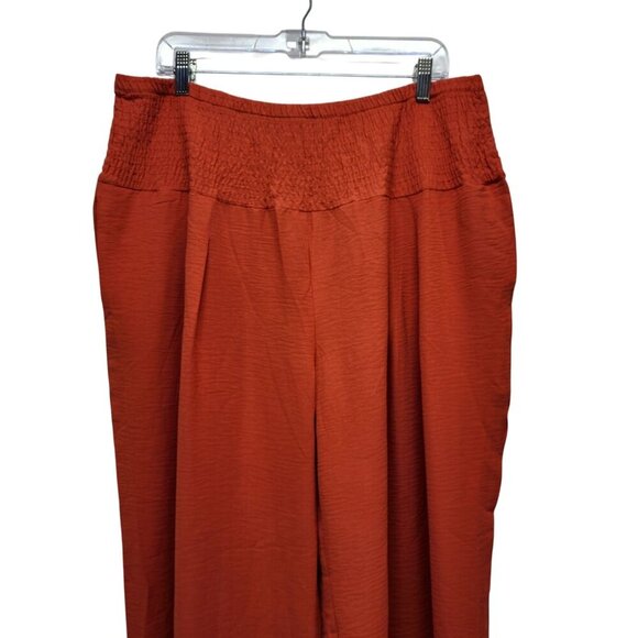 Womens Size 2XL Rust Wide-Leg Pants Crinkle Texture - Picture 3 of 10
